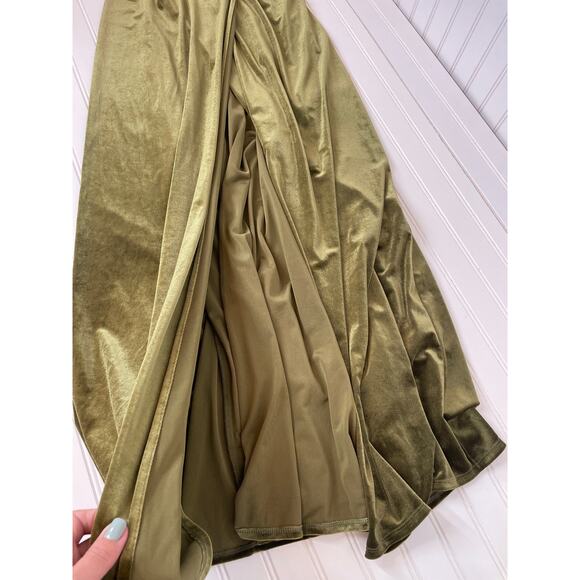 NWT Sorella Vita 9660 Velvet Velour Green Wrap Maxi Dress Bridesmaid Size 12 - Picture 5 of 7